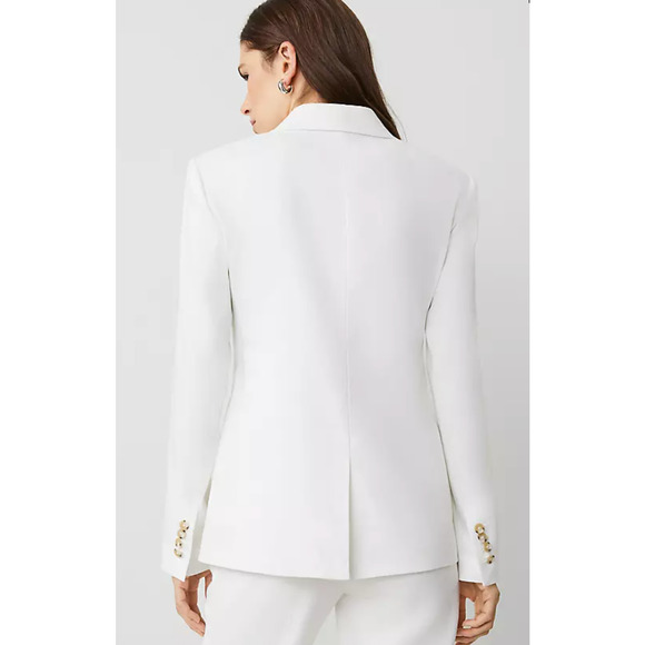 NWT ANN TAYLOR WHITE PETITE ONE BUTTON LINEN BLEND BLAZER JACKET SZ 8P - Picture 4 of 7